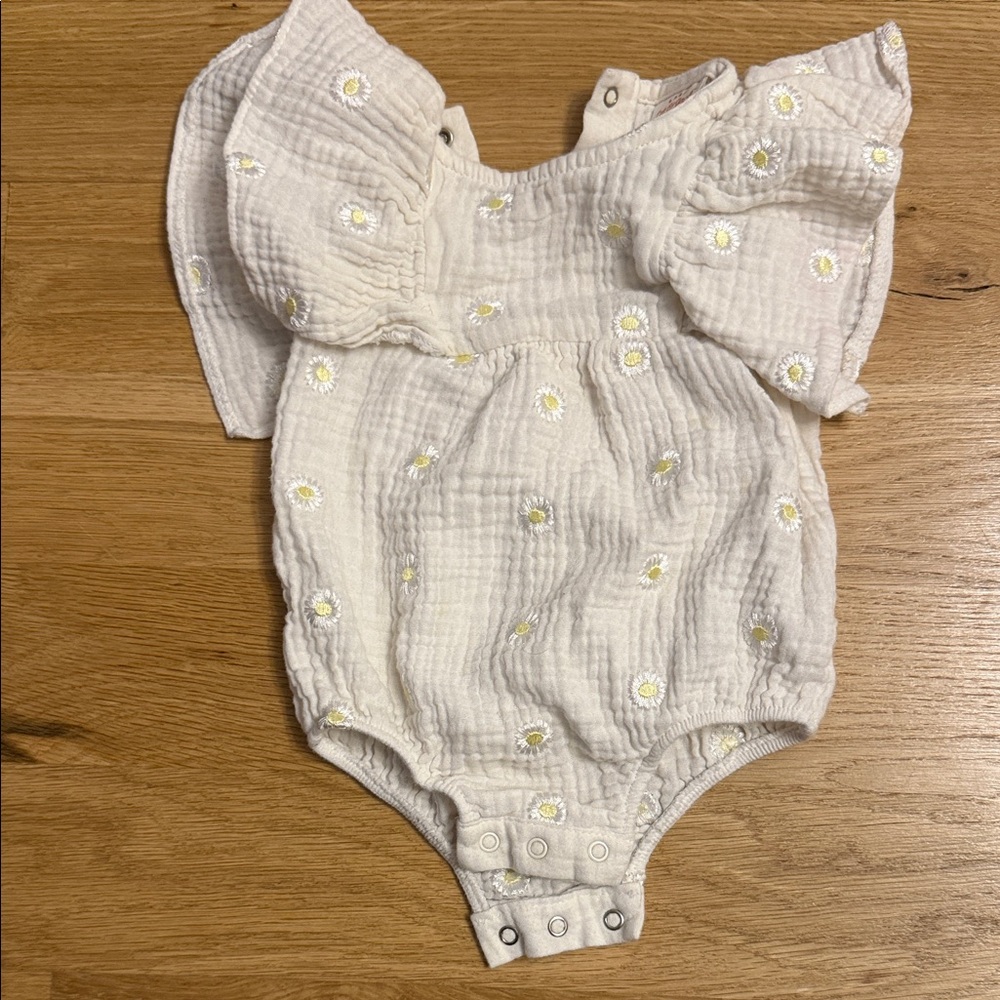 Cat & Jack Cream Baby Romper with Daisy Embroidery
